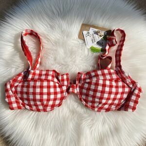 Berlook Size Small Red Gingham Underwire Bikini Top
